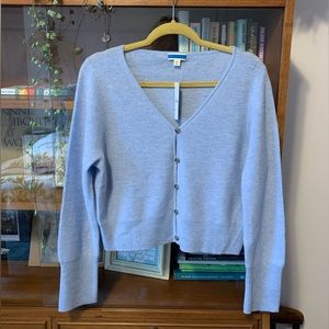 Featherweight cashmere cropped cardigan sweater